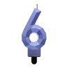 Number Diamond Metallic Blue number candle 6, cake candle