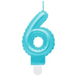 Number Pearly Light Blue number 6 birthday candle