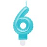 Number Pearly Light Blue number 6 birthday candle