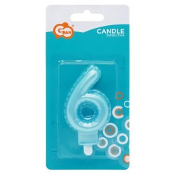 Number Pearly Light Blue number 6 birthday candle