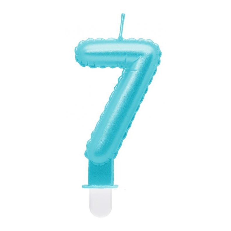 Number Pearly Light Blue number 7 candle, cake candle