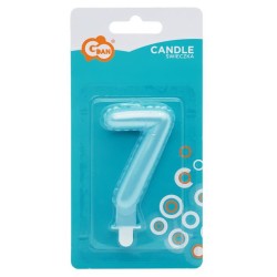 Number Pearly Light Blue number 7 candle, cake candle