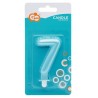 Number Pearly Light Blue number 7 candle, cake candle