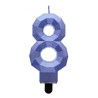 Number Diamond Metallic Blue number 8 candle, cake candle