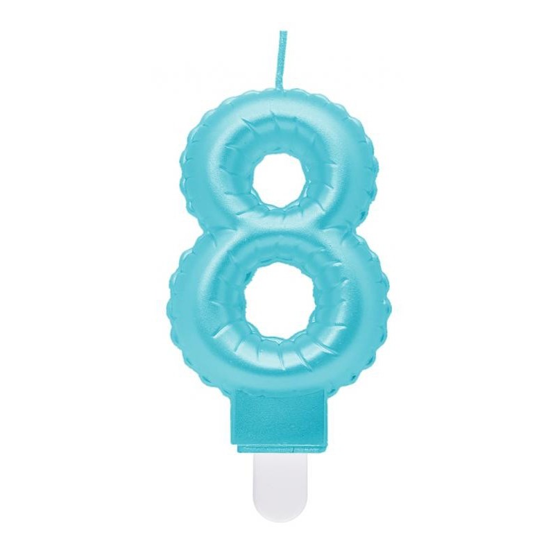 Number Pearly Light Blue number 8 birthday candle