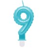 Number Pearly Light Blue number 9 birthday candle