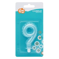 Number Pearly Light Blue number 9 birthday candle