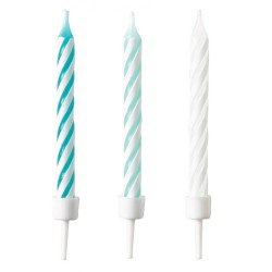 Bougie à gâteau Glamour Color Aqua, lot de 10 bougies