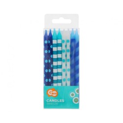 Colour Dots Blue birthday candle set, 16 pieces