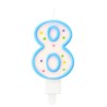 Colour Dots Blue Outline Number 8 Candle, Cake Candle