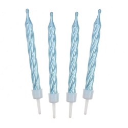 Colour Spiral Blue Birthday Candle Set, 12 pcs