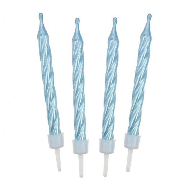 Colour Spiral Blue Birthday Candle Set, 12 pcs