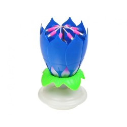 Colour Blue Blue Flower Musical Birthday Candle Set