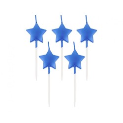 Star Metallic Blue Star, Blue cake candle, candle set 5 pcs