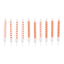 Bougie à gâteau spirale de couleur orange, lot de 10 bougies