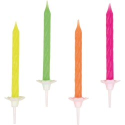 Lot de 10 bougies pour gâteau d'anniversaire en néon coloré