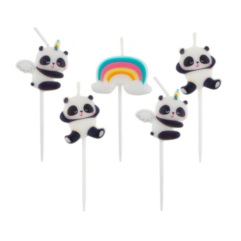 Animals Cute Panda cake candle, candle set 5 pcs