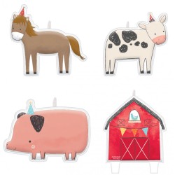 Bougie pour gâteau d'anniversaire The Crazy Animal Farm Ranch, lot de 4