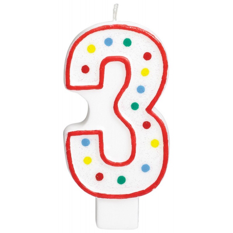 Colour Polka dot cake candle, number candle 3