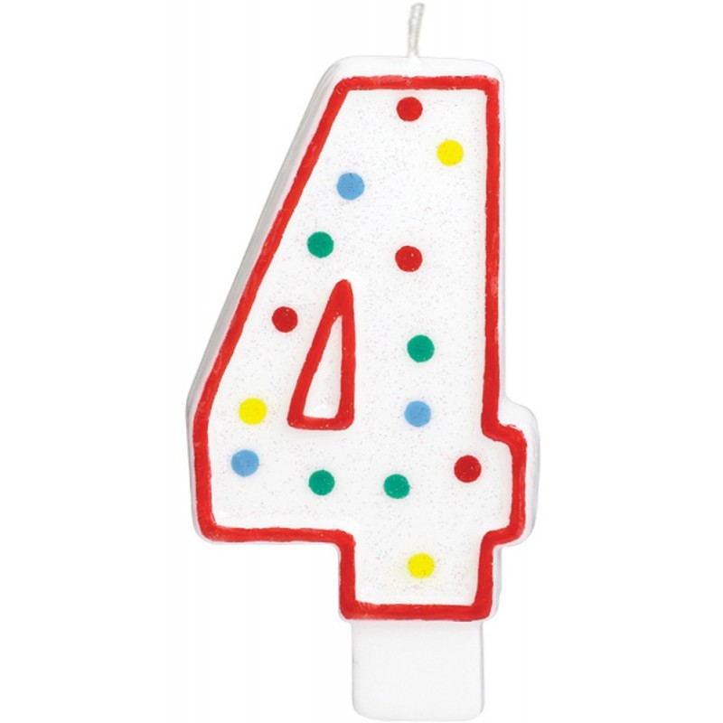 Colour Polka dot birthday candle, number 4 candle