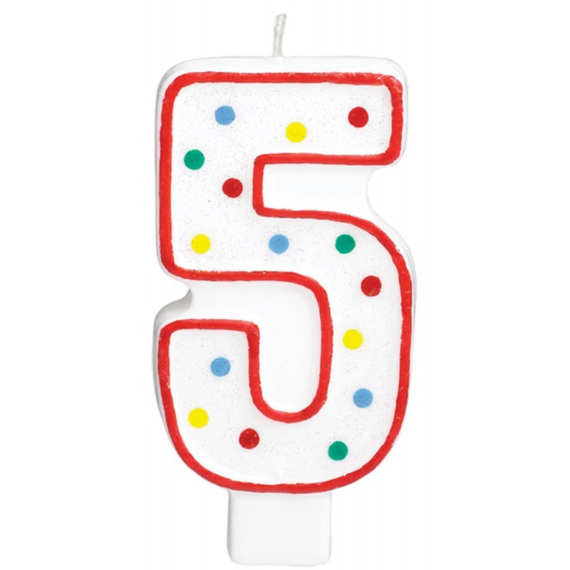 Colour Polka dot birthday candle, number candle 5