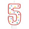 Colour Polka dot birthday candle, number candle 5