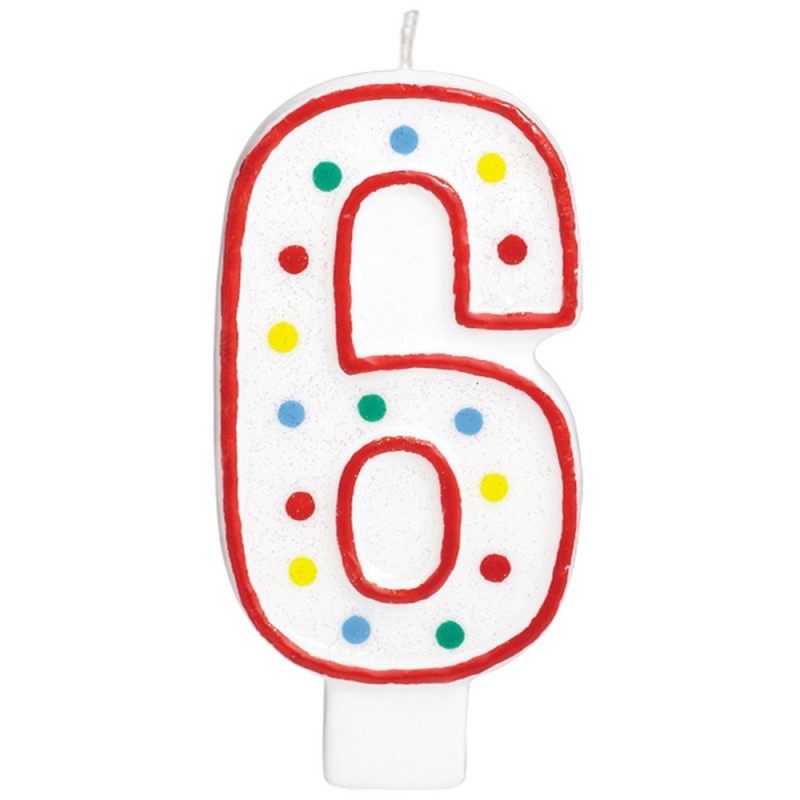 Colour Polka dot cake candle, number candle 6