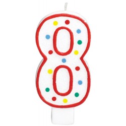 Colour Polka Dot Cake Candle, Number Candle 8