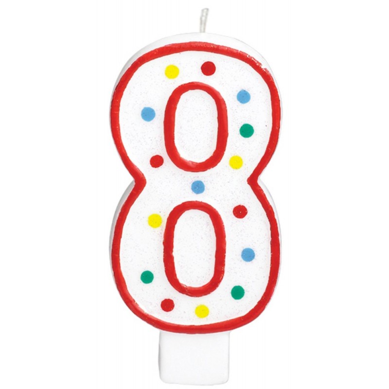 Colour Polka Dot Cake Candle, Number Candle 8