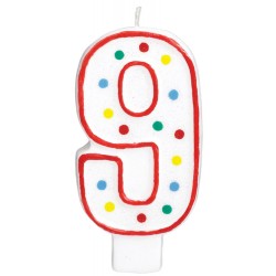 Colour Polka dot cake candle, number candle 9