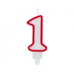 Number Red Outline, Red outlined numeral birthday candle, numeral candle number 1