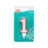 Number Red Outline, Red outlined numeral birthday candle, numeral candle number 1