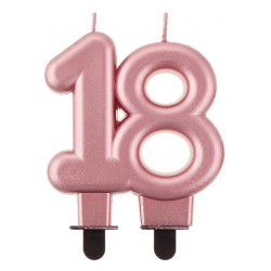 Colour Metallic Rose Gold number candle 18