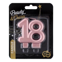 Colour Metallic Rose Gold number candle 18