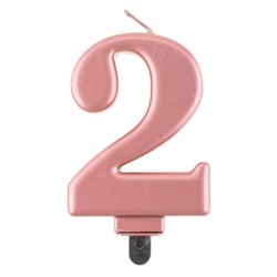 Number Metallic Rose Gold number candle 2, cake candle