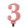 Number Metallic Rose Gold Number 3 Candle, Cake Candle