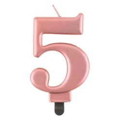 Number Metallic Rose Gold number 5 candle, birthday candle