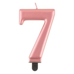 Number Metallic Rose Gold number candle 7, cake candle