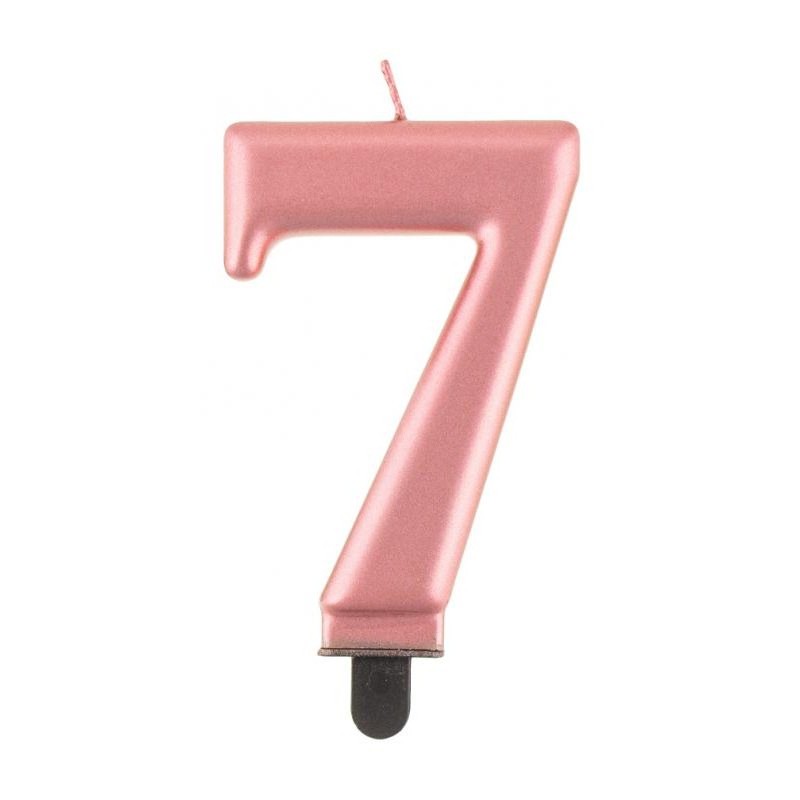 Number Metallic Rose Gold number candle 7, cake candle