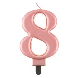 Number Metallic Rose Gold number 8 cake candle