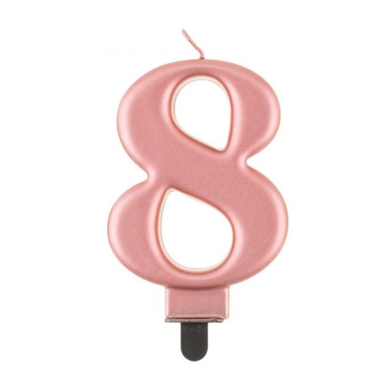 Number Metallic Rose Gold number 8 cake candle