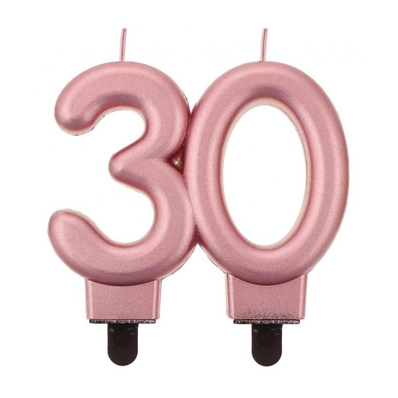 Colour Rose Gold Metallic cake candle, number candle 30