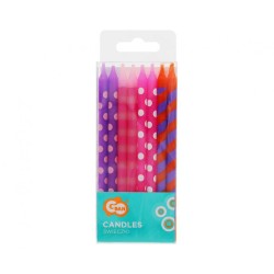 Colour Dots Pink Birthday Candle Set, 16 pcs