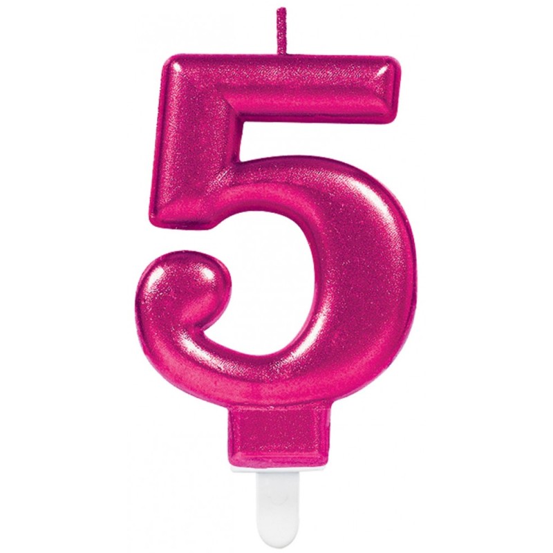 Number Pink Pink number candle 5, cake candle