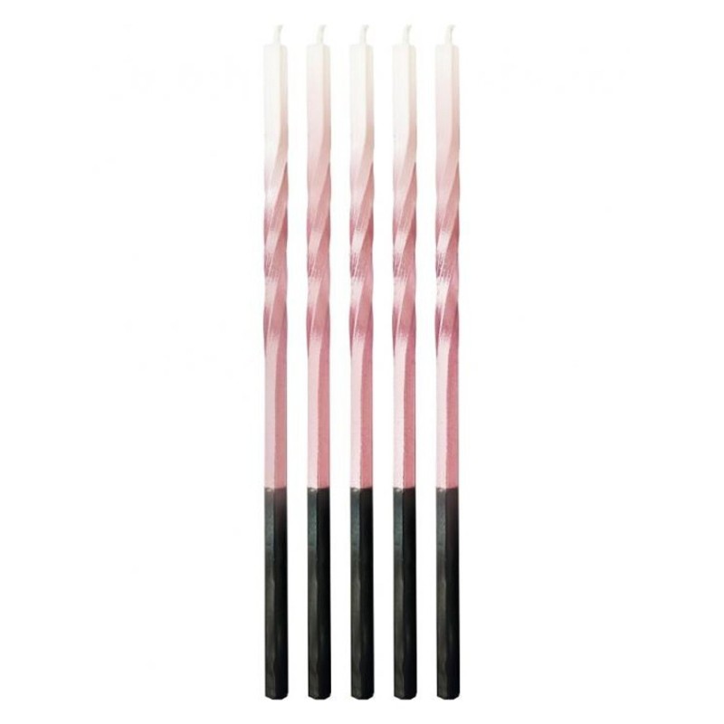 Colour Ombre Pink-White Birthday Candle Set, 5 pieces