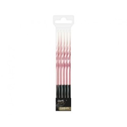 Colour Ombre Pink-White Birthday Candle Set, 5 pieces