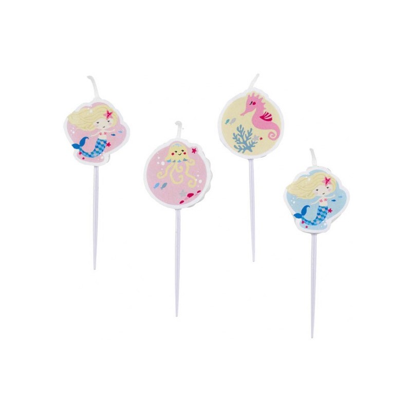 Mermaid Shellebrate birthday candle set of 4 pieces