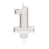 Number Silver Metallic Number Candle, Birthday Cake Candle Number 1