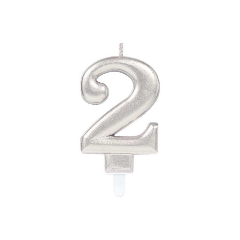 Number Silver, Silver number candle, cake candle number 2