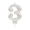 Number Silver, Silver numerical candle, birthday candle number 3